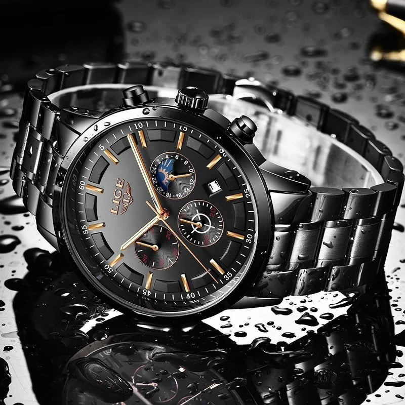 Militärische Schwarze Stahl Uhr - Elegant und stilvoll