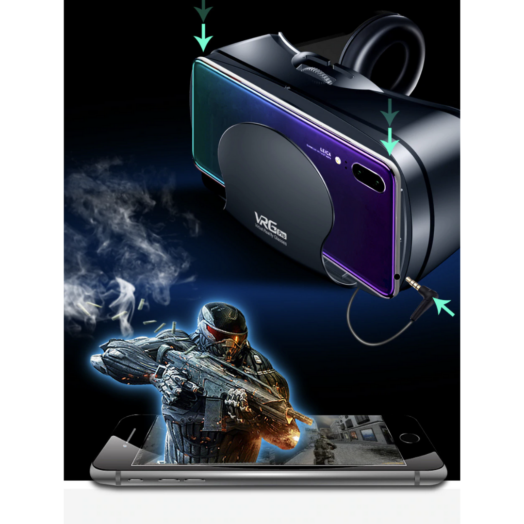 Vardi Reality PRO+™ | Smarte VR-Brille mit integrierten Kopfhörern für iPhone & Android