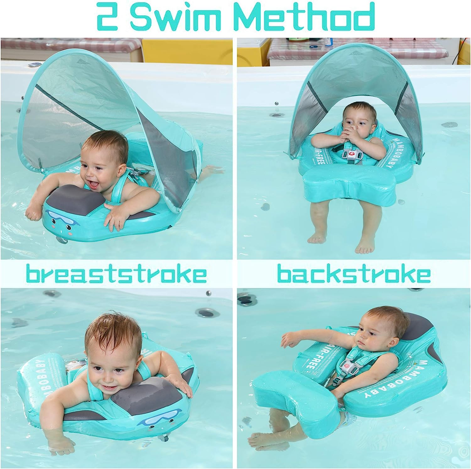 Baby Schwimmtrainer 360° Schutz Verstellbar Sicher Kunststoff für 3-24 Monate