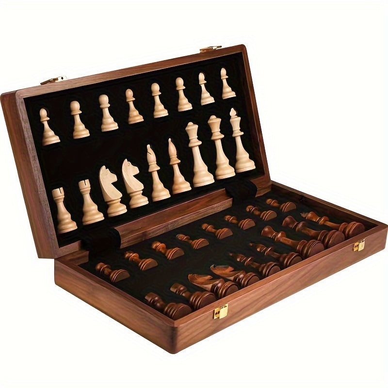 EchelonMaster Holz-Schachset | Handgefertigtes Nussbaum-Schachbrett mit erstklassigen Spielsteinen