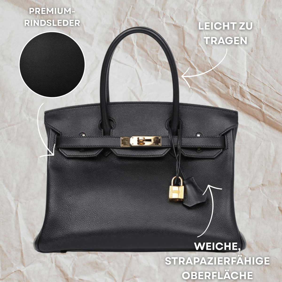 LuxeHide Lederhandtasche – Premium Rindsleder & Stilvolles Design für jeden Anlass