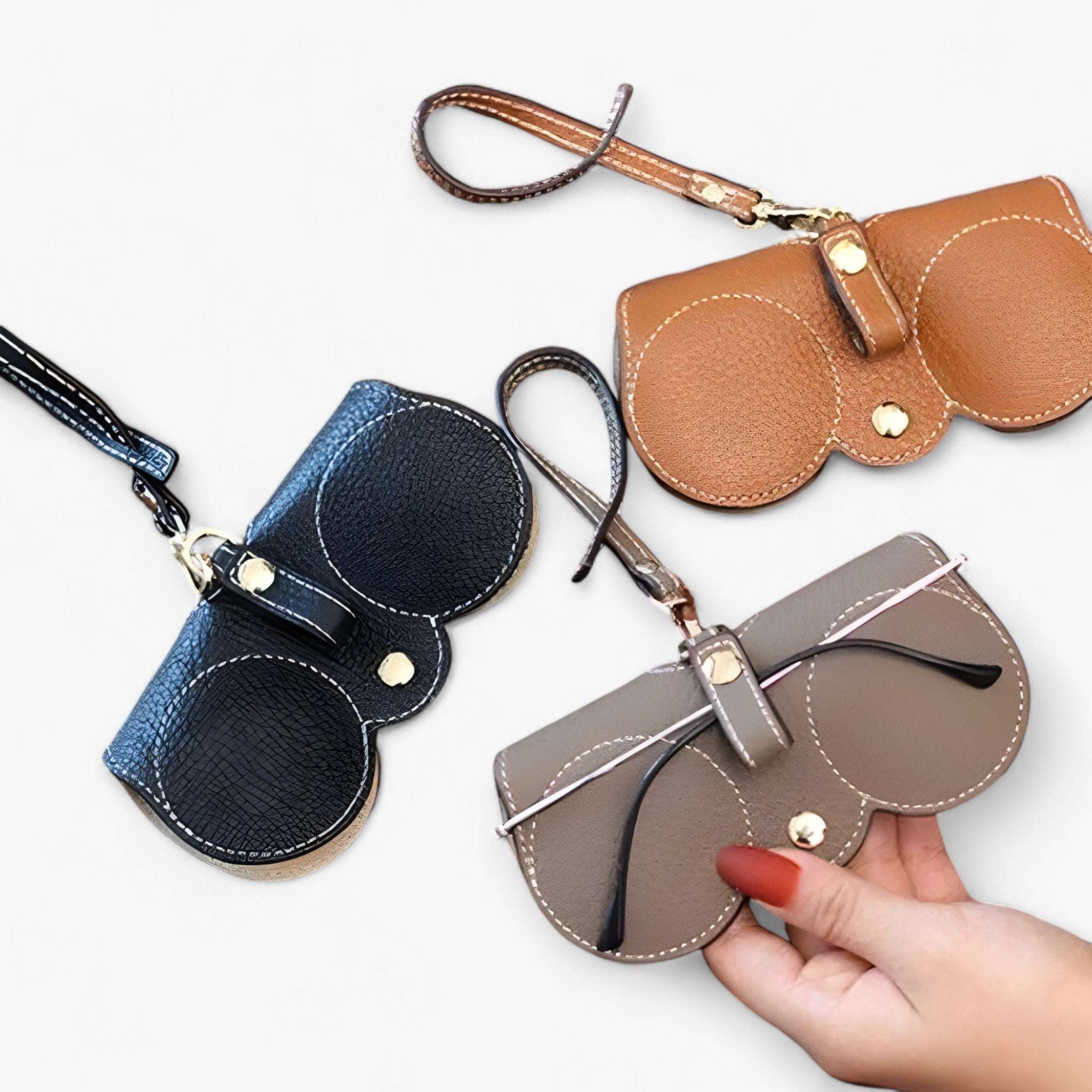 Sun Cover™ - Lederetui mit Klickverschluss für Brille